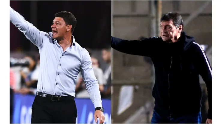 Sebastian Battaglia coach of Boca and Julio César Falcioni coach of Colon