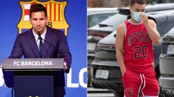 Lionel Messi (left) and Sergiño Dest (right)