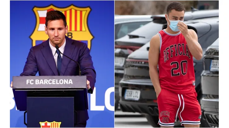 Lionel Messi (left) and Sergiño Dest (right)