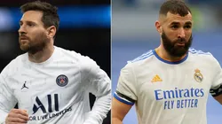 Lionel Messi of Paris Saint Germain and Karim Benzema of Real Madrid