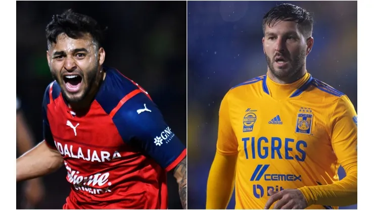 Alexis Vega of Chivas and Andre-Pierre Gignac of Tigres