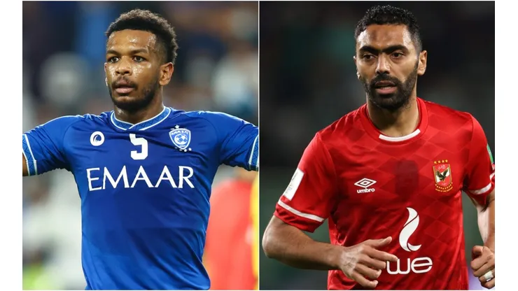 Ali Al Bulayhi of Al Hilal (left) and Hussein Elshahat of Al Ahly (right)