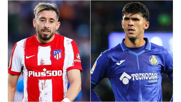 Hector Herrera of Atletico Madrid (left) and Carles Alena of Getafe (right)