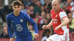 Rob Holding of Arsenal (left) and Kai Havertz of Chelsea (left) in 2021