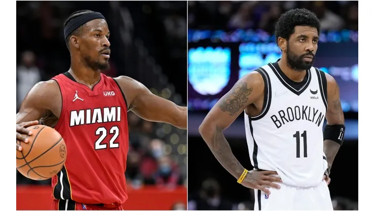 Jimmy Butler of the Miami Heat and Kyrie Irving of the Brooklyn Nets