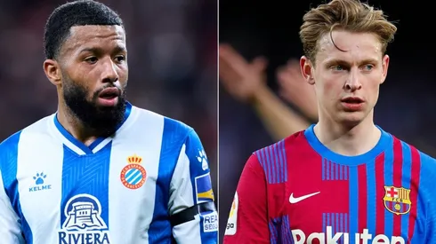 Tonny Vilhena of RCD Espanyol and Frenkie De Jong of FC Barcelona