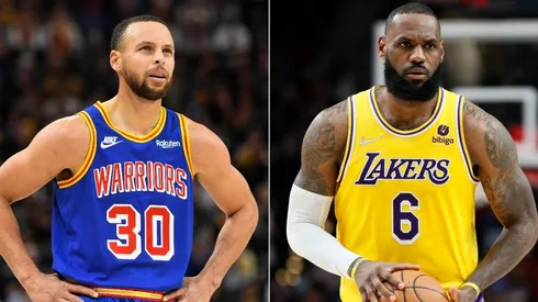 Stephen Curry of the Golden State Warriors and LeBron James of the Los Angeles Lakers