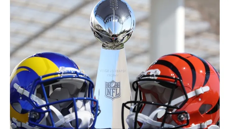 Helmets of the Los Angeles Rams and Cincinnati Bengals
