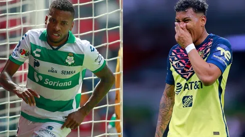 Ayrton Preciado of Santos and Roger Martinez of America