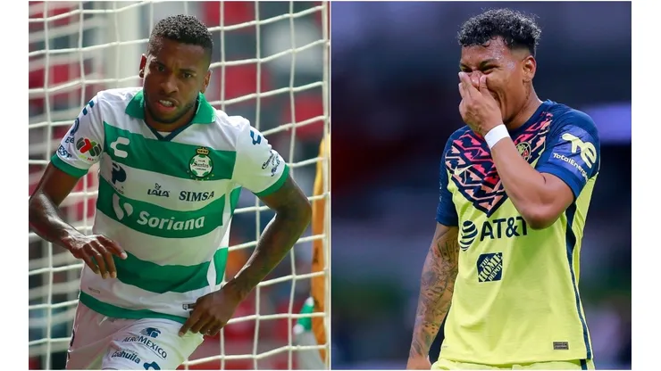 Ayrton Preciado of Santos and Roger Martinez of America