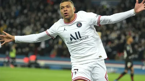 Kylian Mbappe of PSG celebrates after scoring