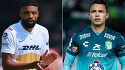 Diogo de Oliveira of Pumas UNAM (left) and Osvaldo Rodriguez of Leon (irght)