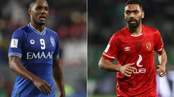 Odion Ighalo of Al Hilal (left) and Hussein Elshahat of Al Ahly.