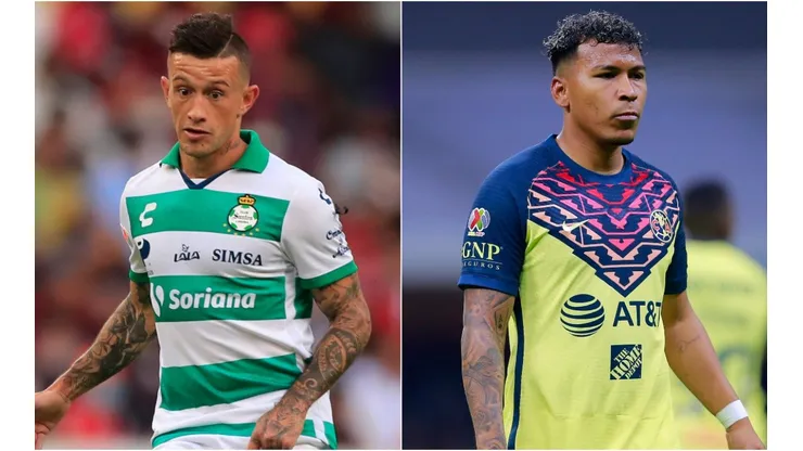 Brian Lozano of Santos Laguna (left) and Roger Martinez of Club America.