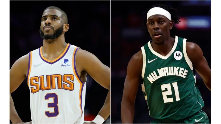 Chris Paul of the Phoenix Suns (left) and Jrue Holiday of the Milwaukee Bucks (right)