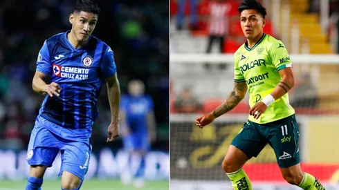 Carlos Antuna #7 of Cruz Azul (left) and Dieter Villalpando #11 of Necaxa