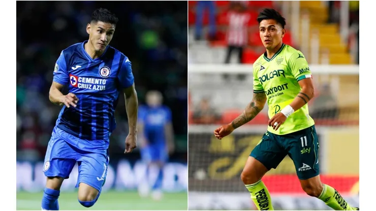 Carlos Antuna #7 of Cruz Azul (left) and Dieter Villalpando #11 of Necaxa