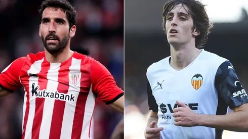Raul Garcia of Athletic Club (left) and Bryan Gil of Valencia (right)