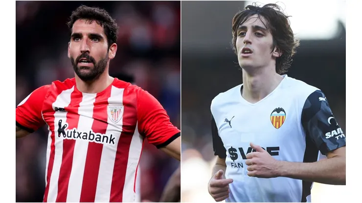 Raul Garcia of Athletic Club (left) and Bryan Gil of Valencia (right)