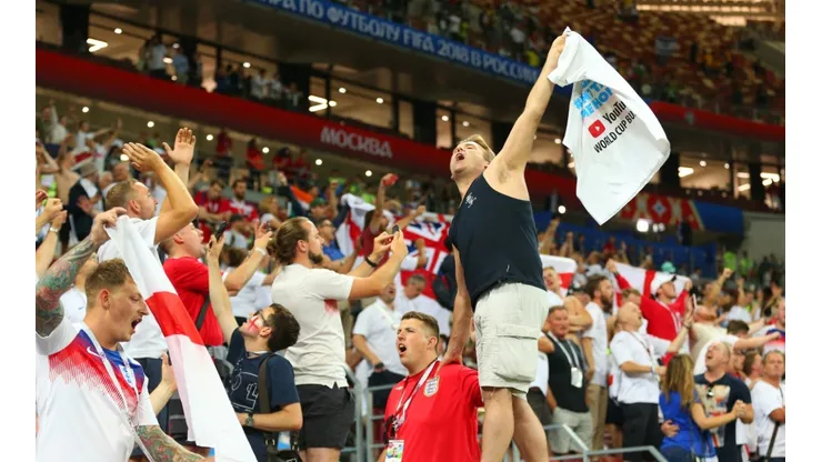 A group of fans enjoying a World Cup match in 2018