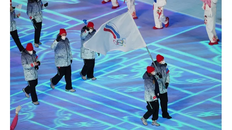 The Russian Olympic Committee members during Beijing 2022 opening ceremony
