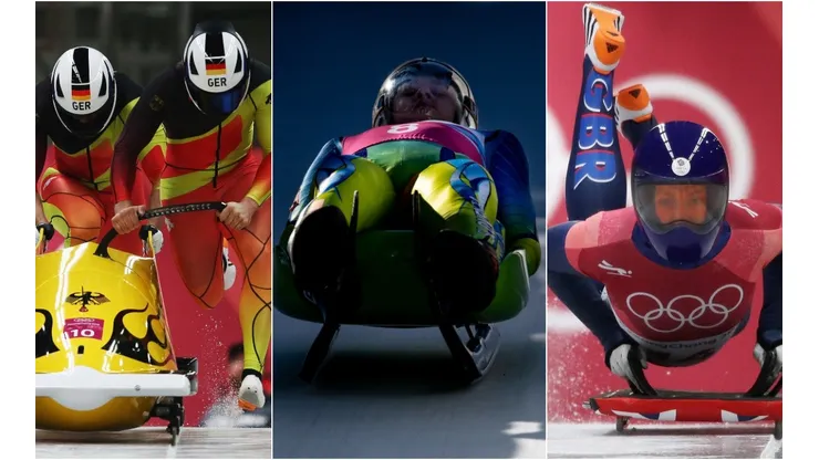 Bobsleigh (left), luge (center), and skeleton (right) at the Winter Olympic Games