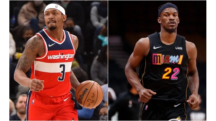Bradley Beal of the Washington Wizards and Jimmy Butler of the Miami Heat