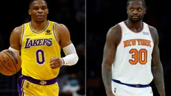 Russell Westbrook of the Los Angeles Lakers and Julius Randle of the New York Knicks