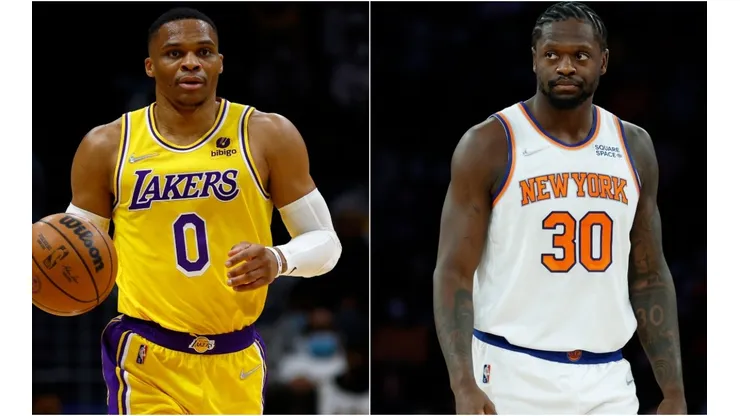 Russell Westbrook of the Los Angeles Lakers and Julius Randle of the New York Knicks
