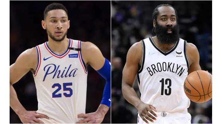 Ben Simmons (left) and James Harden are involved in a trade rumor.