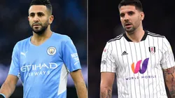Riyad Mahrez of Manchester City (left) and Aleksandar Mitrovic of Fulham (right)