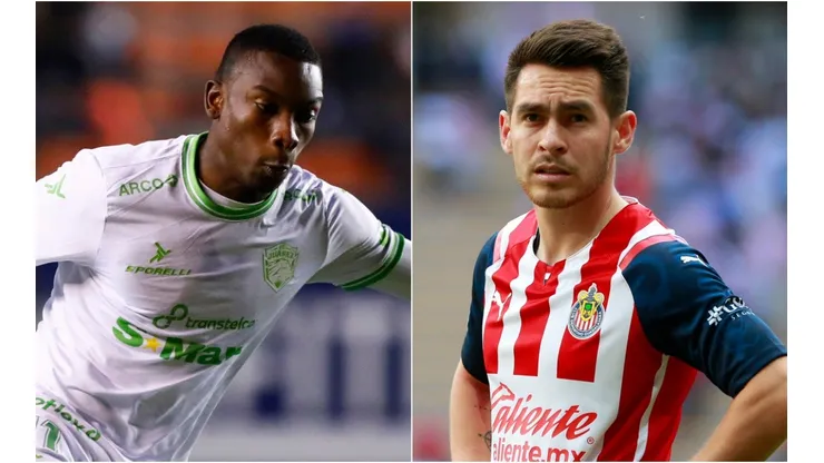 Fabian Castillo of FC Juarez (left) and Jesus Angulo of Chivas.