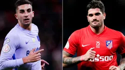 Ferran Torres of Barcelona (left) and Rodrigo De Paul of Atletico Madrid (right)