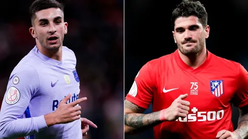 Ferran Torres of Barcelona (left) and Rodrigo De Paul of Atletico Madrid (right)