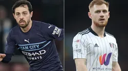 Bernardo Silva of Manchester City (left) and Harrison Reed of Fulham (right)