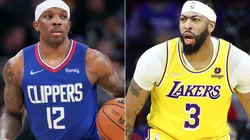 Eric Bledsoe of the Los Angeles Clippers (left) and Anthony Davis of the Los Angeles Lakers (right)