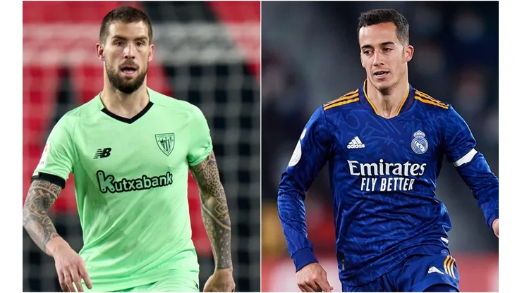 Inigo Martinez of Athletic Club (left) and Lucas Vazquez of Real Madrid (right)