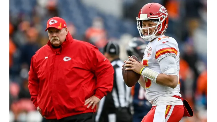 Kansas City Chiefs head coach Andy Reid (left) and Patrick Mahomes.