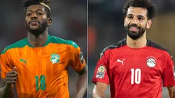 Vincent Aboubakar of Cameroon (left) and Mohamed Salah of Egypt (right)