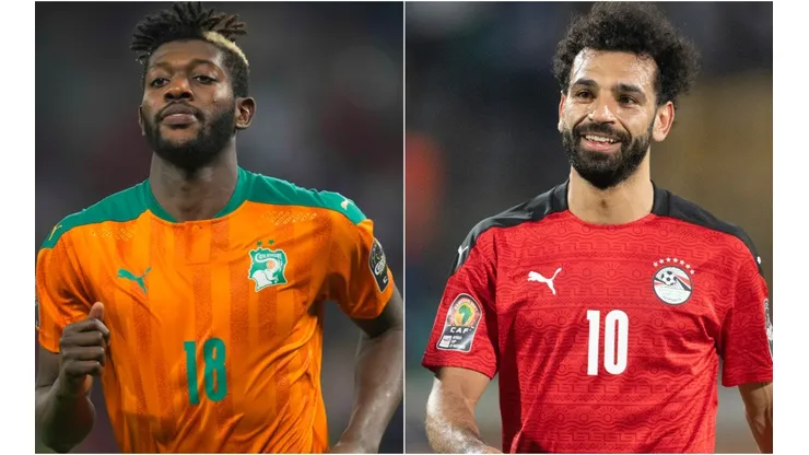 Vincent Aboubakar of Cameroon (left) and Mohamed Salah of Egypt (right)