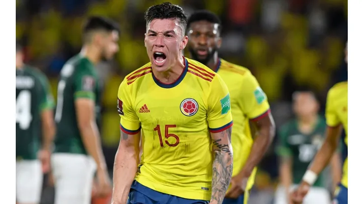 Matheus Uribe celebrates his goal against Bolivia