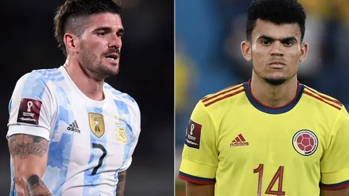 Rodrigo De Paul of Argentina (left) and Luis Diaz of Colombia.