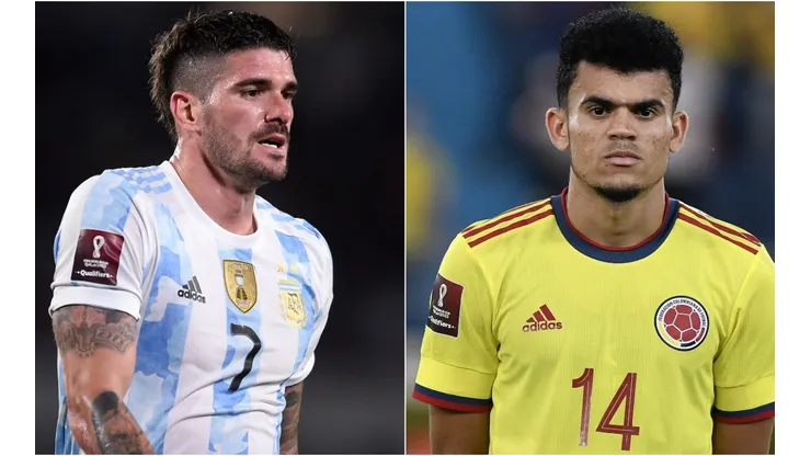 Rodrigo De Paul of Argentina (left) and Luis Diaz of Colombia.