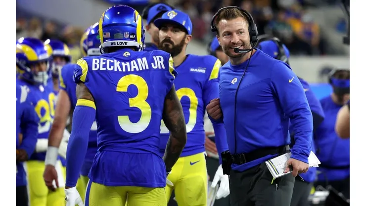 Head coach Sean Mcvay (far left) of the Rams
