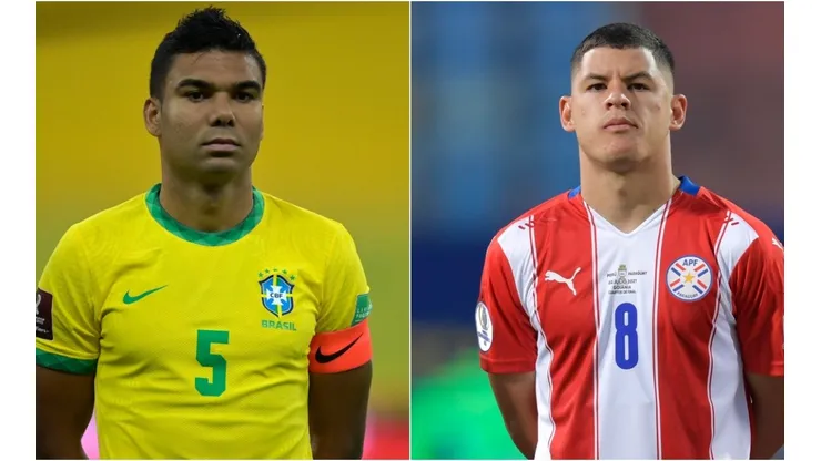 Casemiro of Brazil and Richard Sanchez of Paraguay