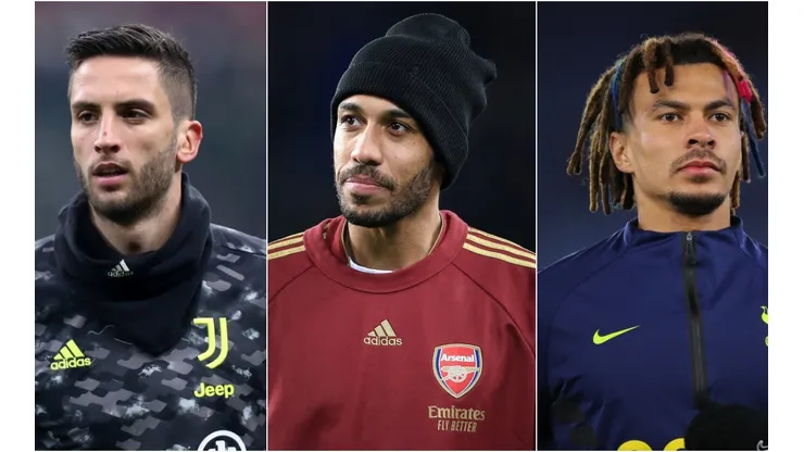 Rodrigo Bentancur (left), Pierre-Emerick Aubameyang (center) and Dele Alli.