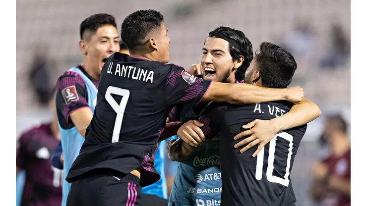 Mexican players after scoring against Jamaica on January 27