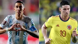 Angel Di Maria of Argentina and James Rodríguez of Colombia