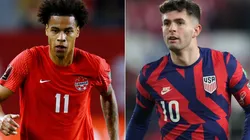 Tajon Buchanan of Canada (left) and Christian Pulisic of the US (right)