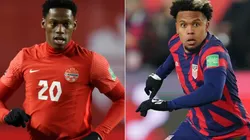 Jonathan David of Canada (left) and Weston McKennie of the US (right)